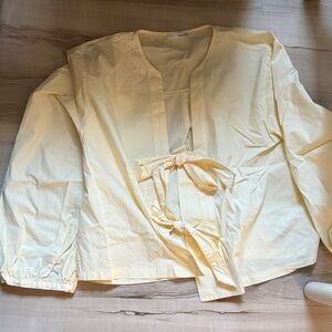 Zara butter yellow  Shirt with Tie Detail